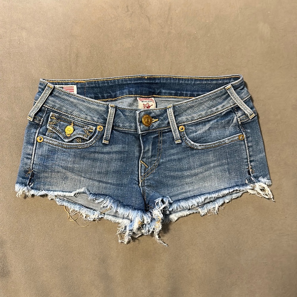 True Religion “Joey” Cut-Off Denim Shorts